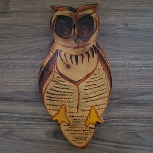 Vintage Wood Folk Art Owl 13" Wall Hanging